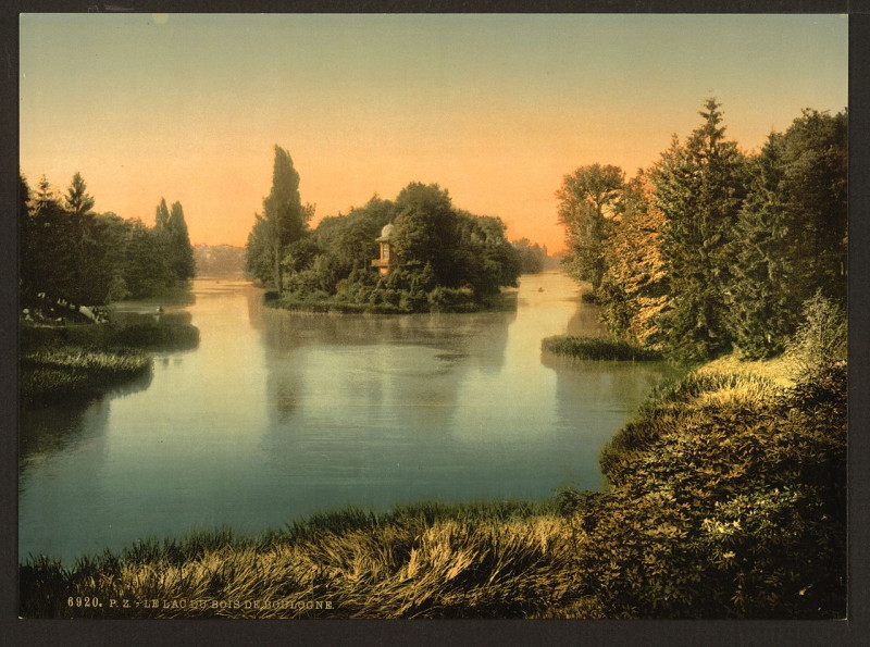 Carte postale ancienne Bois du Boulougne (i.e., Boulogne), the lake, Paris, France-LCCN2001698552