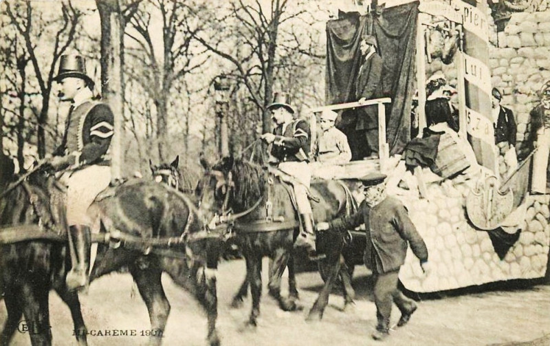 Carte postale ancienne Mi-Carême 1907 à Paris