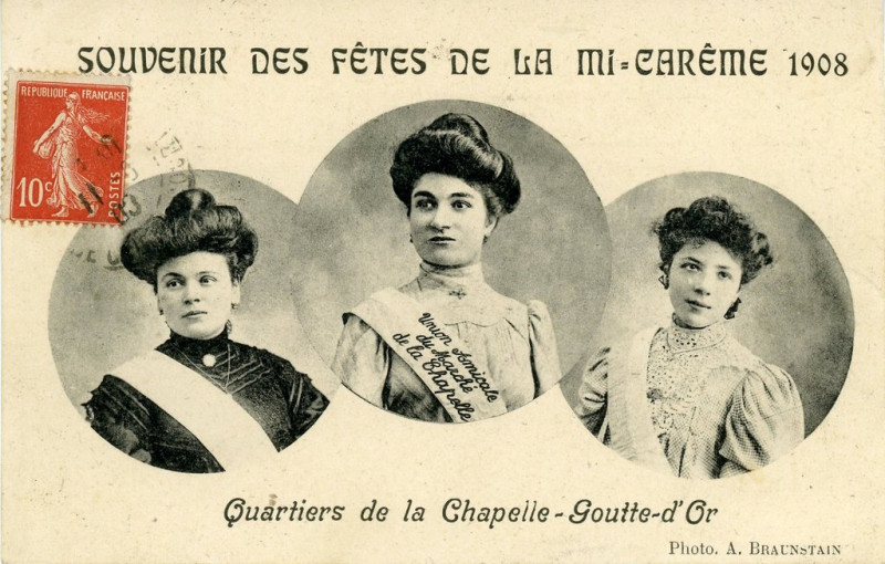 Carte postale ancienne Mi-Carême 1908