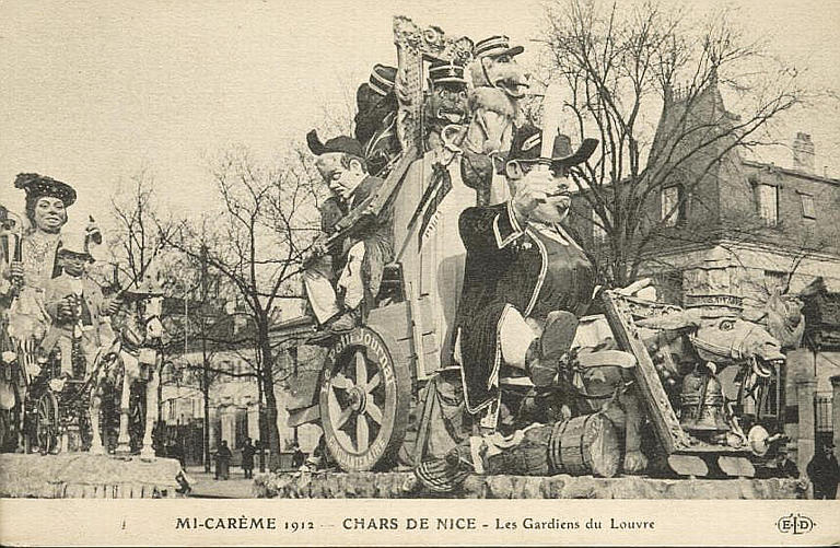 Carte postale ancienne Mi-Carême 1912 - Les chars de Nice à Paris