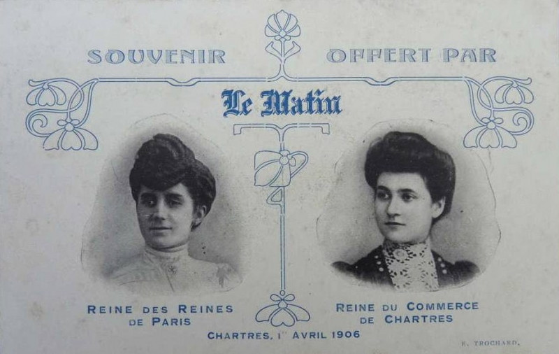 Carte postale ancienne Paris-Chartres 1er avril 1906
