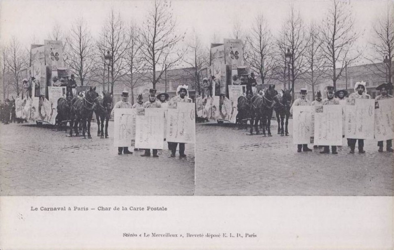 Carte postale ancienne Stéréo Mc - Char de la Carte Postale