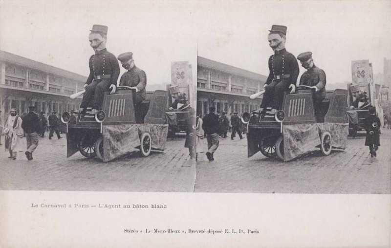 Carte postale ancienne Stéréo Mc - L'agent au bâton blanc