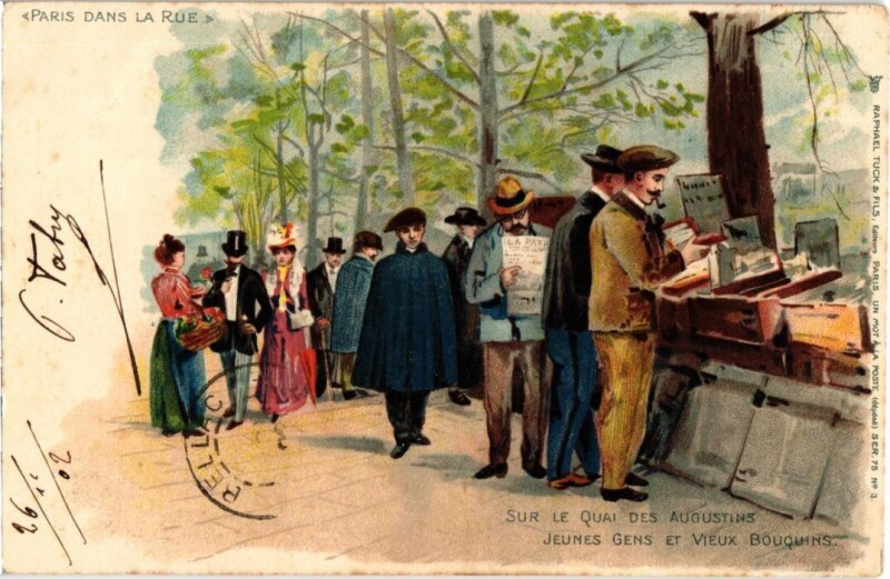 Carte postale ancienne Paris dans la Rue sur le Quai des Augustins