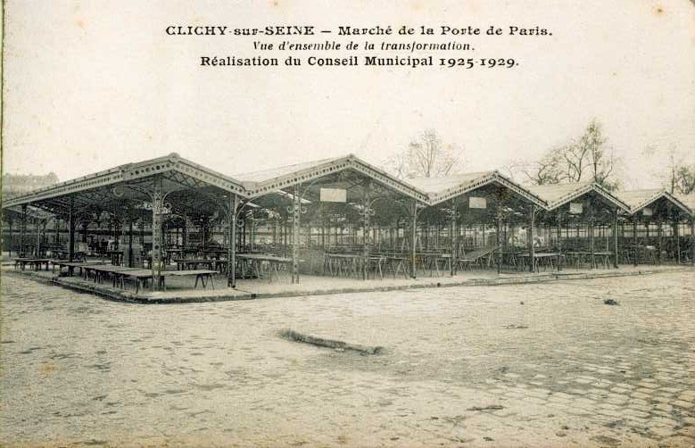 Carte postale ancienne Marché de la Porte de Paris à Clichy