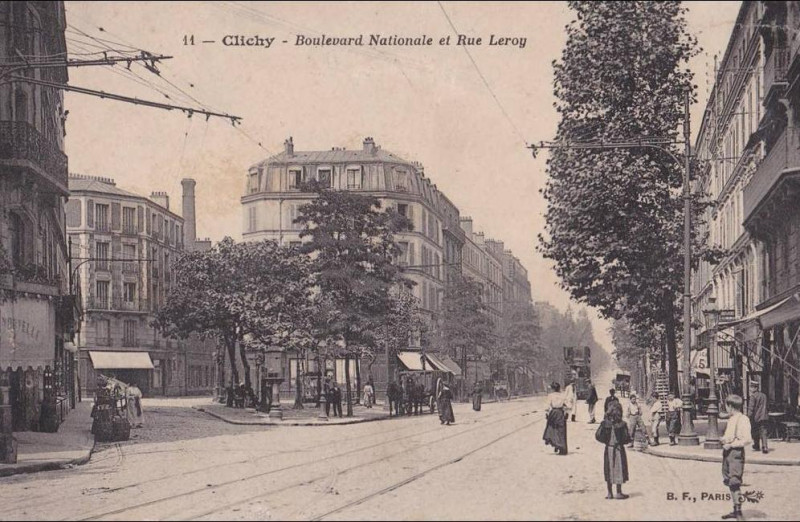Carte postale ancienne Boulevard National et Rue Leroy à Clichy