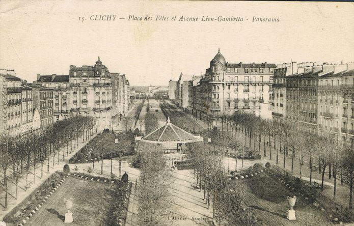 Carte postale ancienne Place des Fêtes et Avenue Léon-Gambetta - Panorama à Clichy