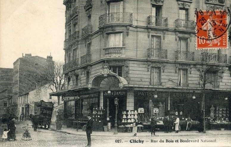 Carte postale ancienne Rue du Bois et Boulevard National à Clichy