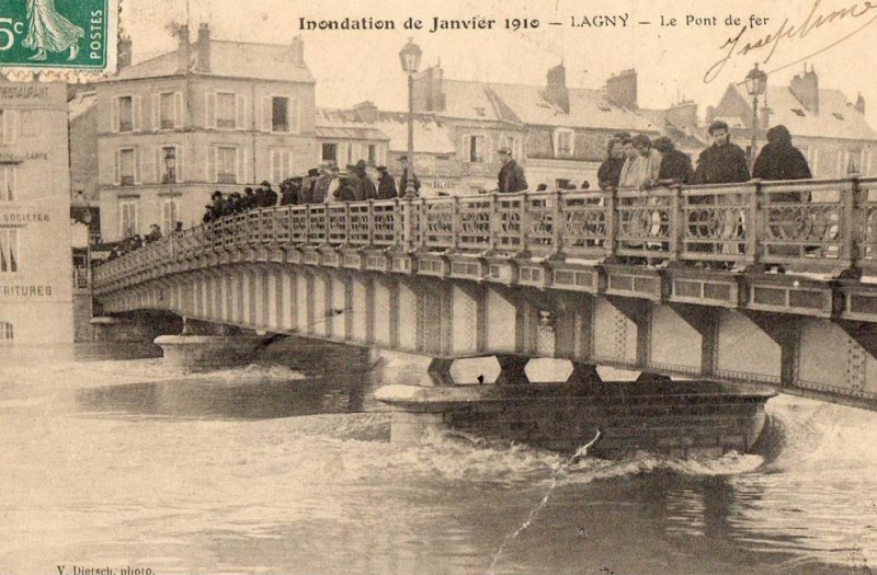 Carte postale ancienne L2501 - Lagny-sur-Marne- Innondations, janvier 1910