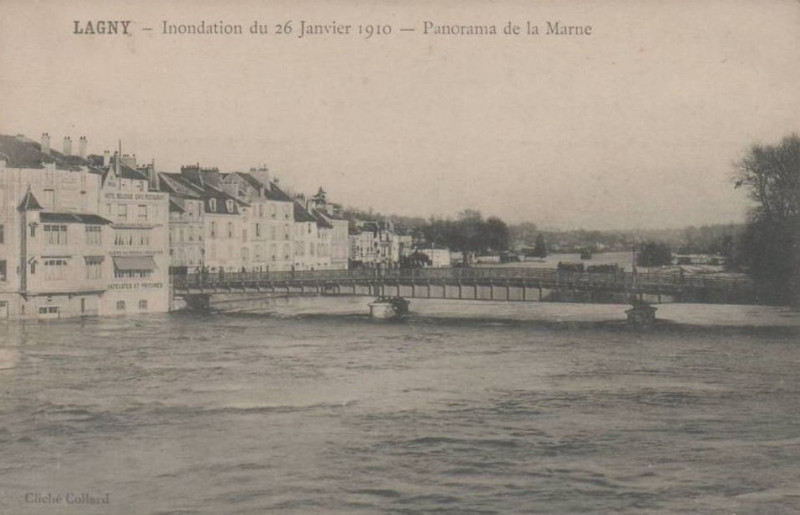 Carte postale ancienne L2503 - Lagny-sur-Marne- Innondations, janvier 1910