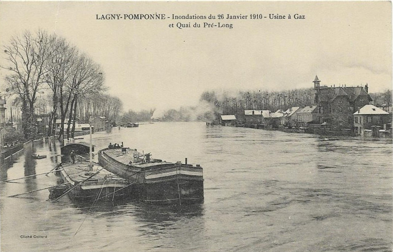 Carte postale ancienne L2505 - Lagny-sur-Marne- Innondations, janvier 1910
