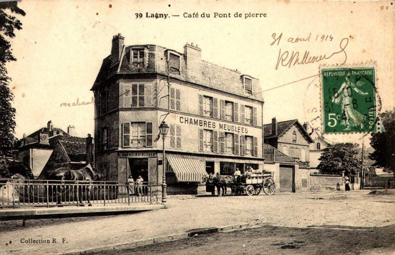 Carte postale ancienne L2508 - Lagny-sur-Marne - Café du pont de pierre