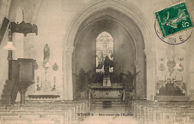 Carte postale ancienne Wissous - Intérieur de l'église Saint-Denis - 1910 v2