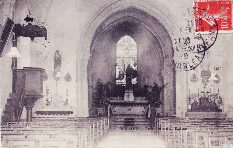 Carte postale ancienne Wissous - Intérieur de l'église Saint-Denis - 1910
