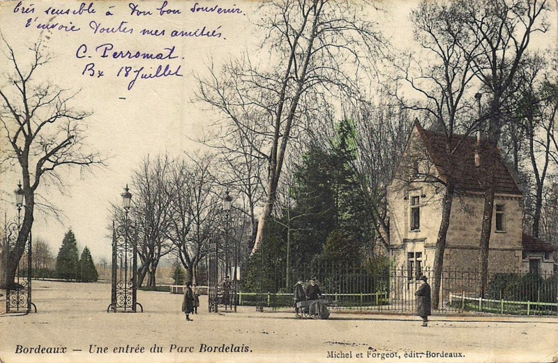 Carte postale ancienne Parc Bordelais - Entrée Chemin d'Eysines 2a à Bordeaux