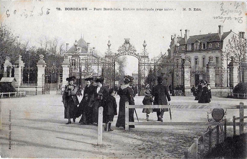 Carte postale ancienne Parc Bordelais - Entrée principale vue de l'intérieur 2 à Bordeaux