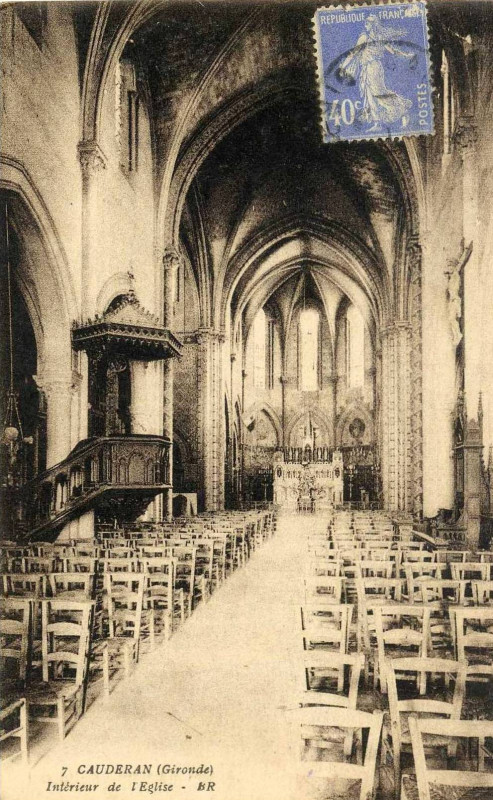 Carte postale ancienne Caudéran - église Saint-Amand - intérieur 2 à Bordeaux