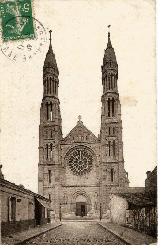 Carte postale ancienne Sacré-coeur (Bordeaux) - Façade 1b à Bordeaux