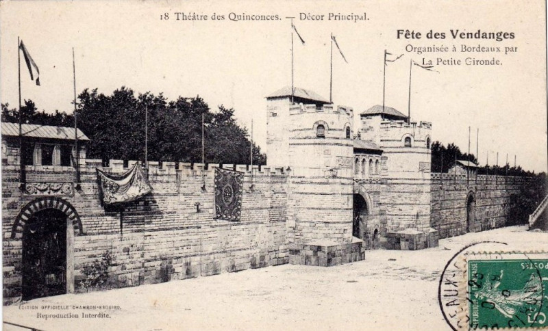 Carte postale ancienne Bordeaux fête-des-vendanges 18 Théatre de Quinconces à Bordeaux