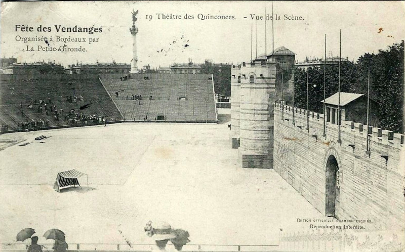 Carte postale ancienne Bordeaux fête-des-vendanges 19 Théatre des Quinconces à Bordeaux