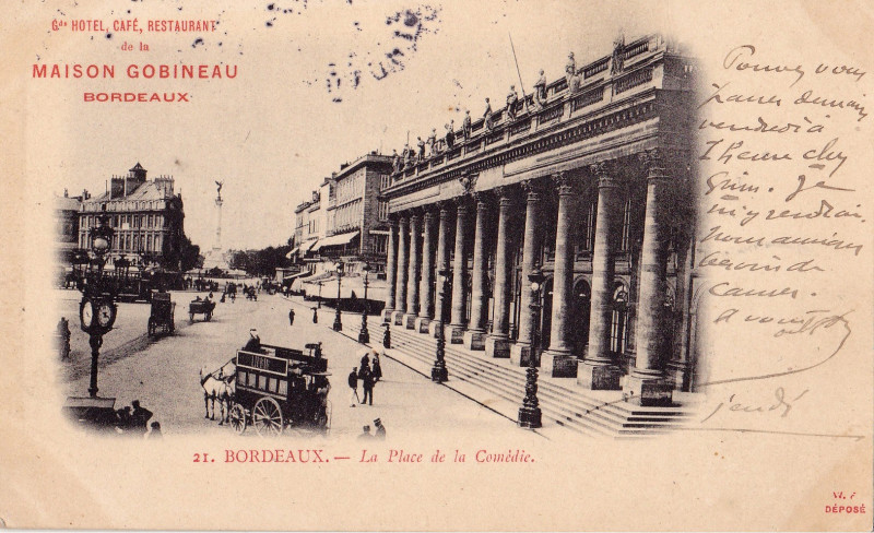 Carte postale ancienne Bordeaux place de la comedie 18 à Bordeaux