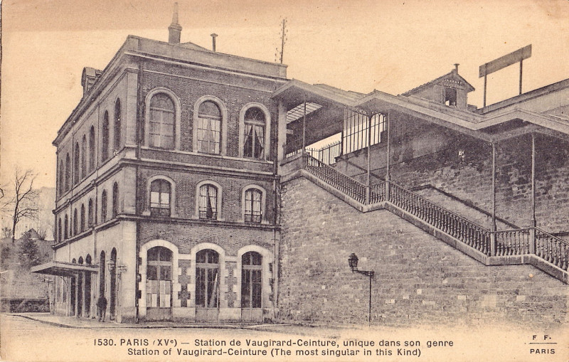 Carte postale ancienne Station de Vaugirard-Ceinture, unique dans son genre à Paris 15e