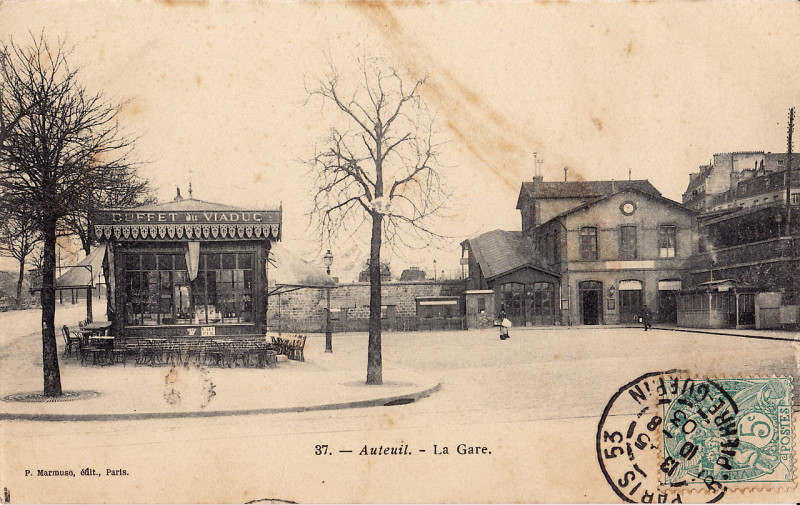 Carte postale ancienne Auteuil - La Gare à Paris 16e