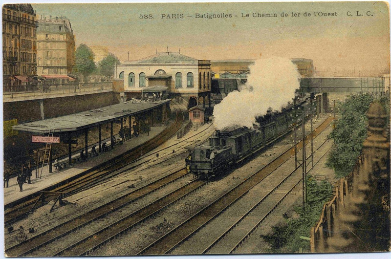 Carte postale ancienne Batignolles - Le Chemin de fer de l'Ouest à Paris 17e