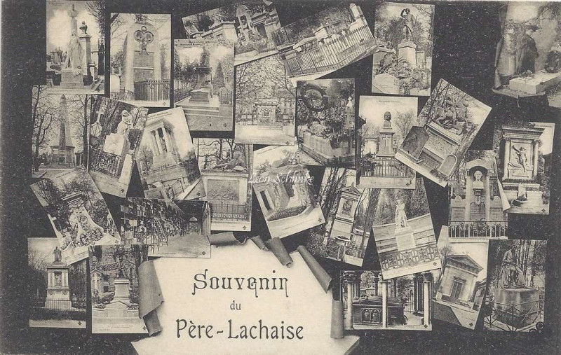 Carte postale ancienne Souvenir du Père Lachaise à Paris 20e