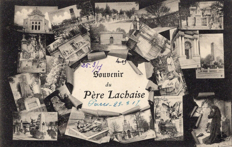 Carte postale ancienne Souvenir du Père Lachaise à Paris 20e