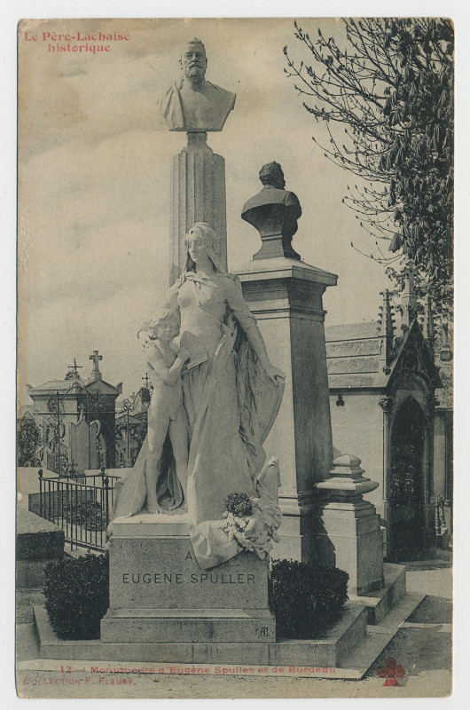 Carte postale ancienne Le Père-Lachaise - Monuments d'Eugène Spuller et de Burdeau à Paris 20e