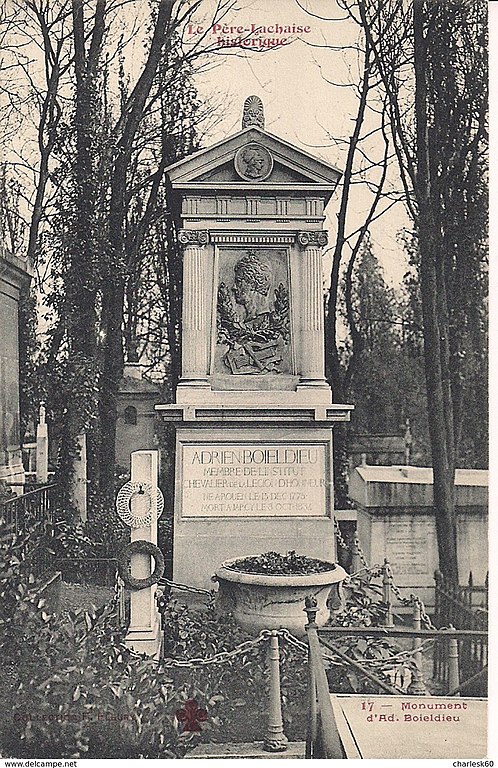 Carte postale ancienne Le Père-Lachaise - Monument d'Adrien Boieldieu à Paris 20e