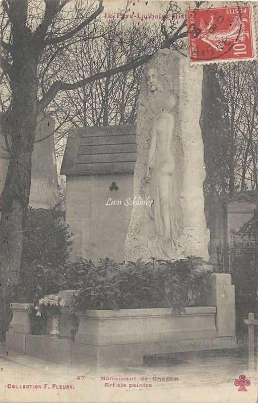 Carte postale ancienne Le Père-Lachaise - Monument de Chaplin à Paris 20e