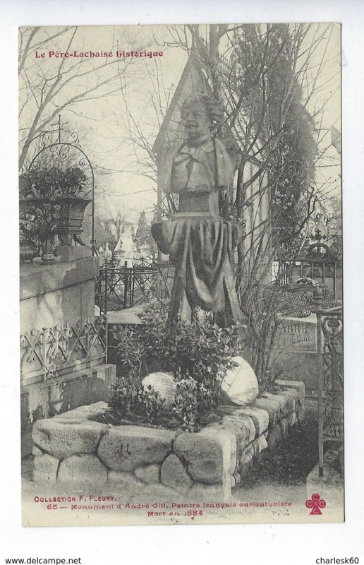 Carte postale ancienne Le Père-Lachaise - Monument d'André Gill à Paris 20e