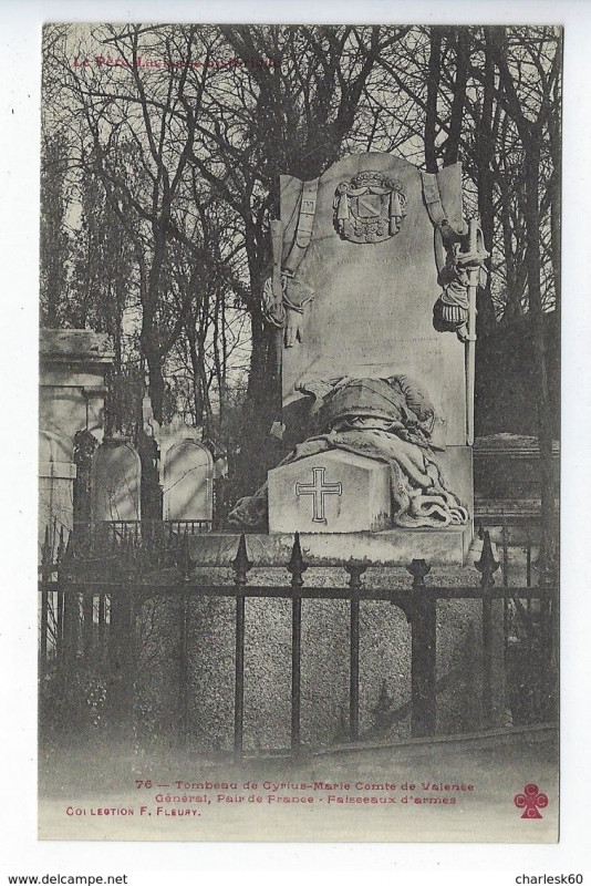 Carte postale ancienne Le Père-Lachaise - Cyrius-Marie Comte de Valence à Paris 20e