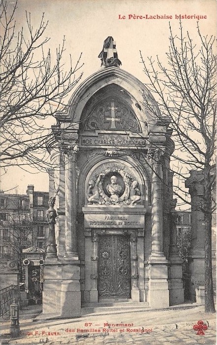 Carte postale ancienne Le Père-Lachaise - Monument des familles Roitel et Rossignol à Paris 20e