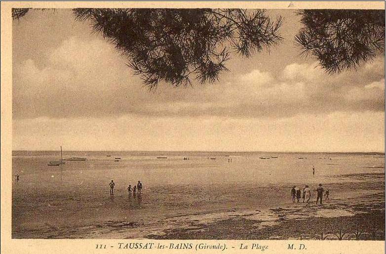 Carte postale ancienne Taussat-les-bains - La plage b