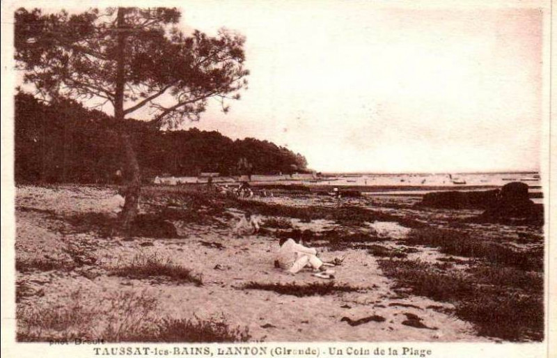 Carte postale ancienne Taussat-les-bains - un coin de la plage