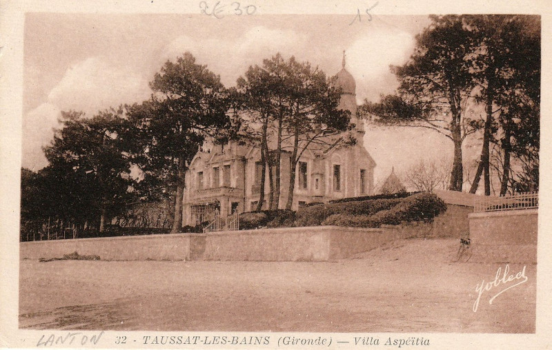 Carte postale ancienne Taussat-les-bains - villa Aspéitia a