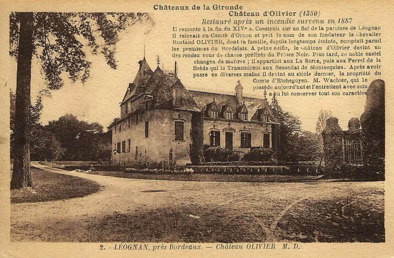 Carte postale ancienne Léognan - château d'Olivier 2