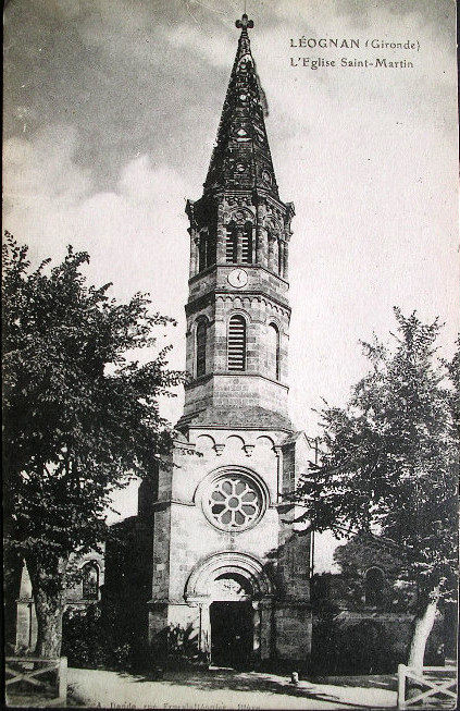 Carte postale ancienne Léognan - église 2