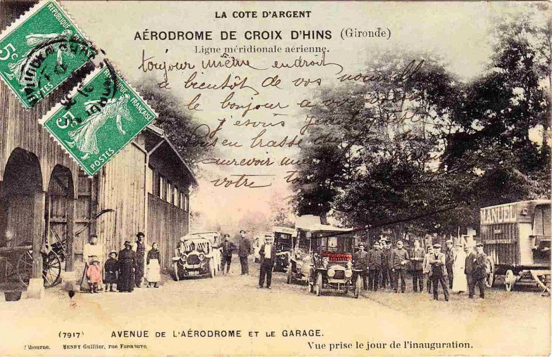 Carte postale ancienne Croix d'Hins - aérodrome 1