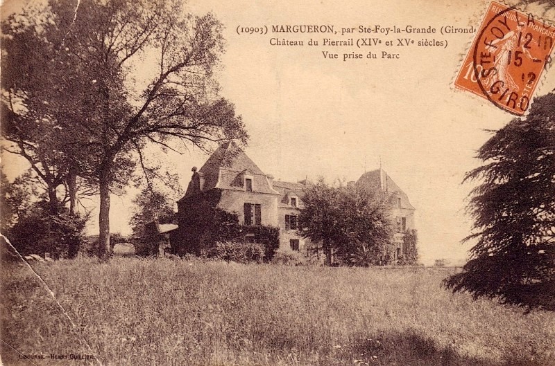 Carte postale ancienne Margueron - château du Pierrail 2