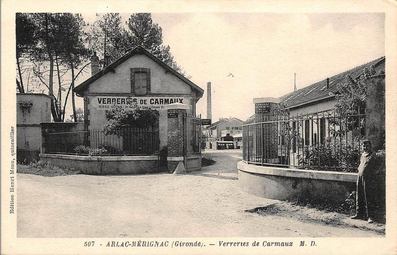 Carte postale ancienne Mérignac - verreries de Carmaux