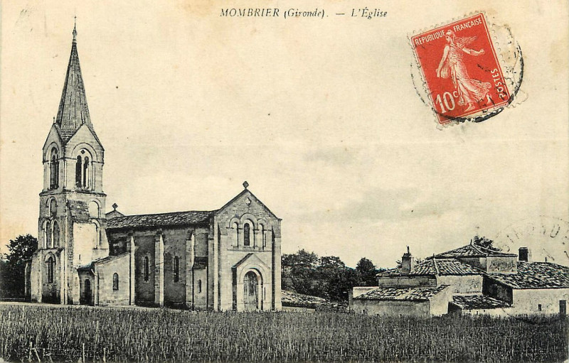 Carte postale ancienne Mombrier - église et presbytère 2