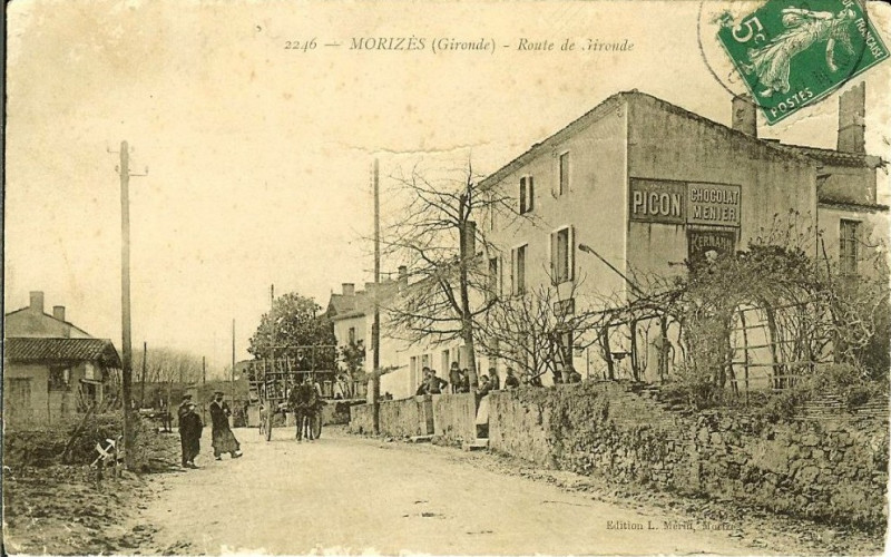 Carte postale ancienne Morizès - route de Gironde