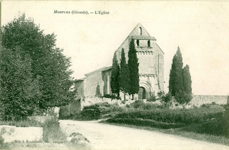 Carte postale ancienne Mourens - église 1