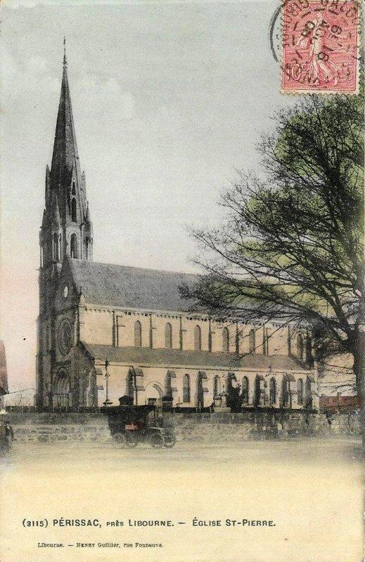 Carte postale ancienne Périssac - église 1
