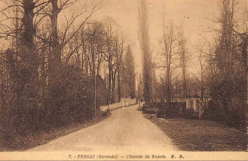 Carte postale ancienne Pessac - chemin de Razon 1