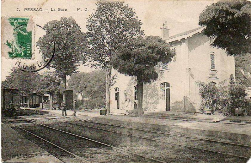 Carte postale ancienne Pessac - gare 3